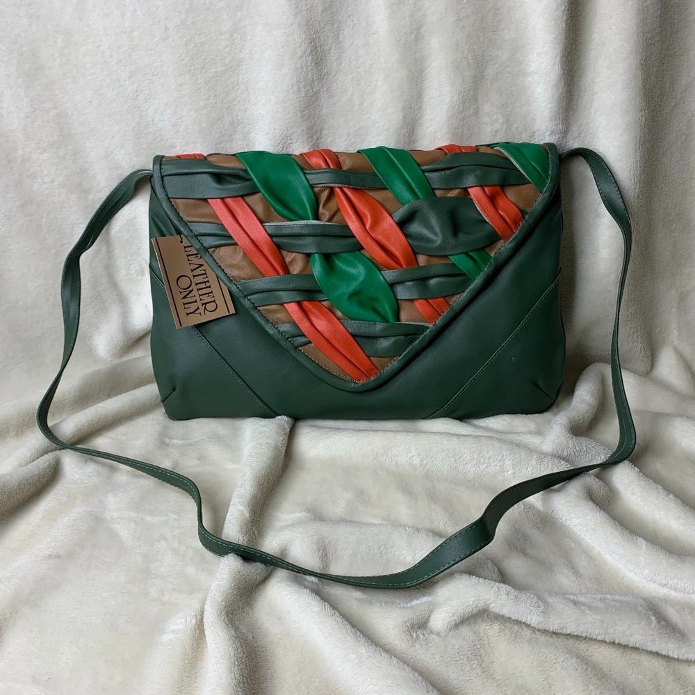 Vintage Stylecraft Leather Woven Handbag Purse NEW